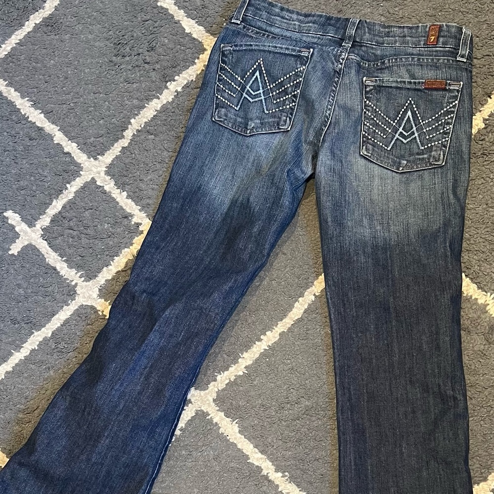 7 For All Mankind flare A-pocket jeans.